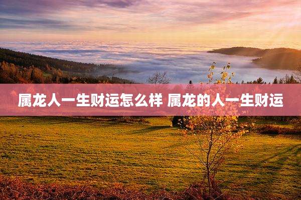 属龙人一生财运怎么样 属龙的人一生财运