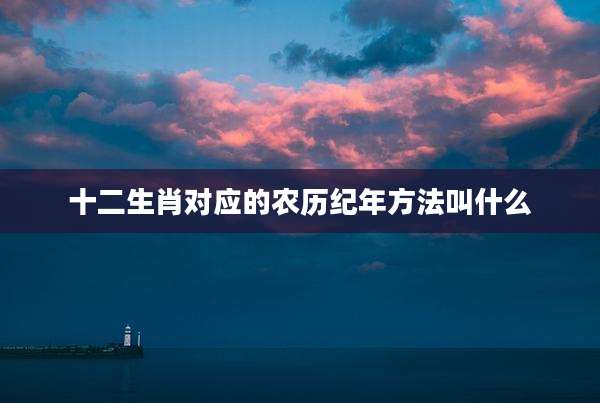 十二生肖对应的农历纪年方法叫什么