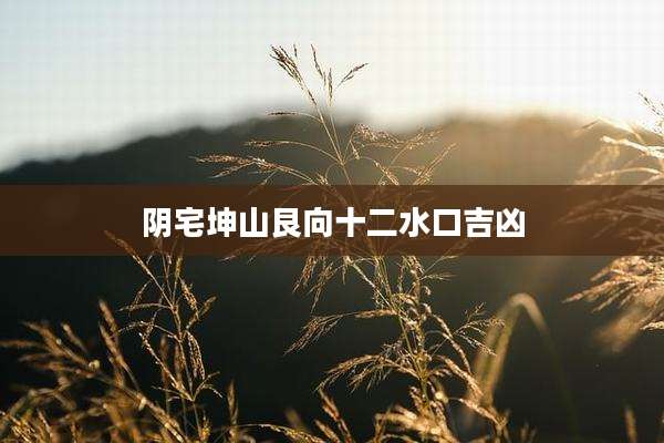 阴宅坤山艮向十二水口吉凶