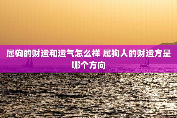 属狗的财运和运气怎么样 属狗人的财运方是哪个方向