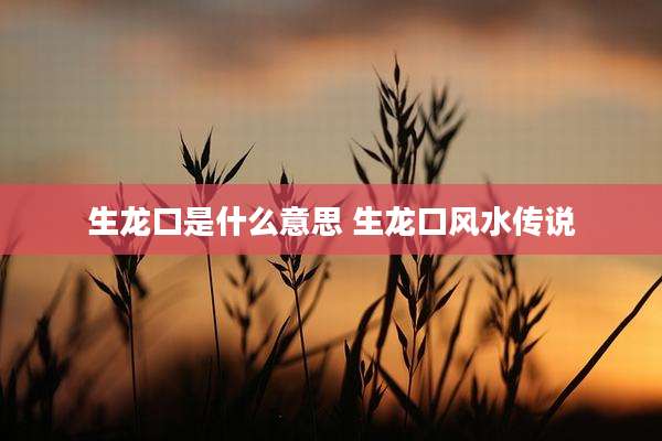 生龙口是什么意思 生龙口风水传说