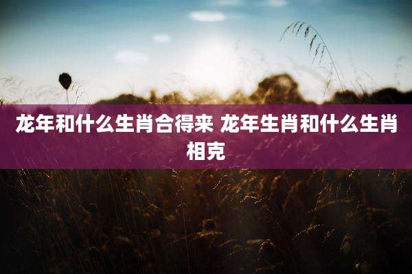龙年和什么生肖合得来 龙年生肖和什么生肖相克