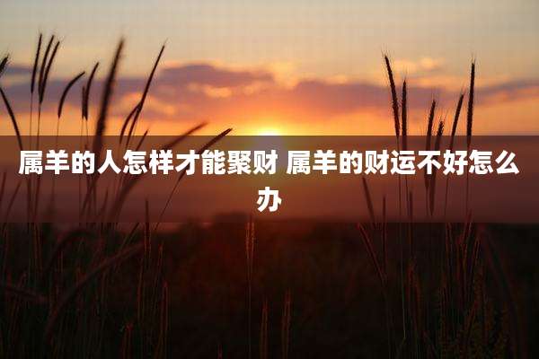 属羊的人怎样才能聚财 属羊的财运不好怎么办