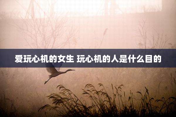 爱玩心机的女生 玩心机的人是什么目的
