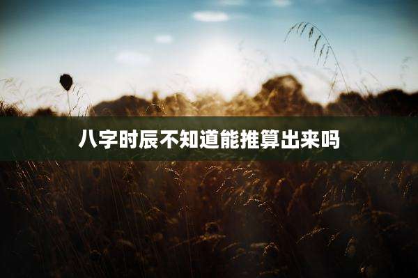 八字时辰不知道能推算出来吗