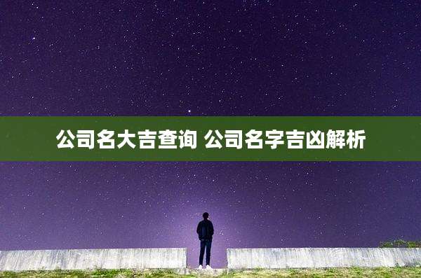 公司名大吉查询 公司名字吉凶解析
