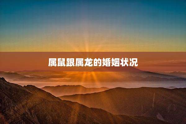 属鼠跟属龙的婚姻状况