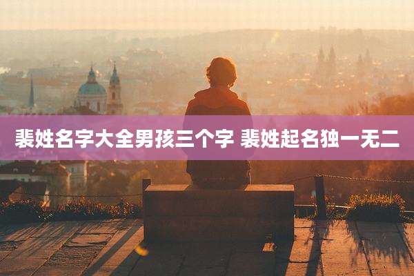 裴姓名字大全男孩三个字 裴姓起名独一无二