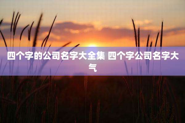 四个字的公司名字大全集 四个字公司名字大气