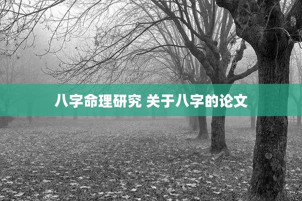 八字命理研究 关于八字的论文