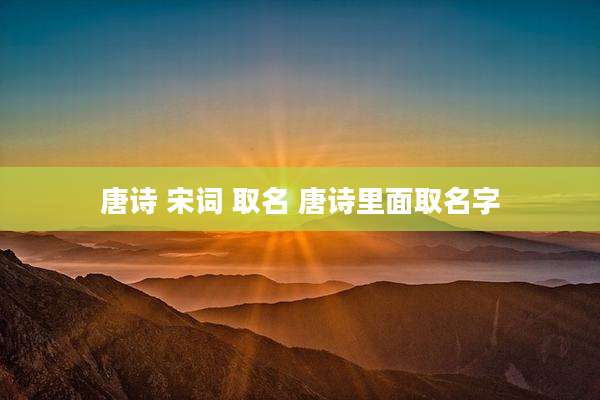 唐诗 宋词 取名 唐诗里面取名字