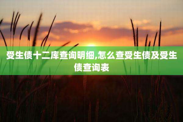受生债十二库查询明细,怎么查受生债及受生债查询表