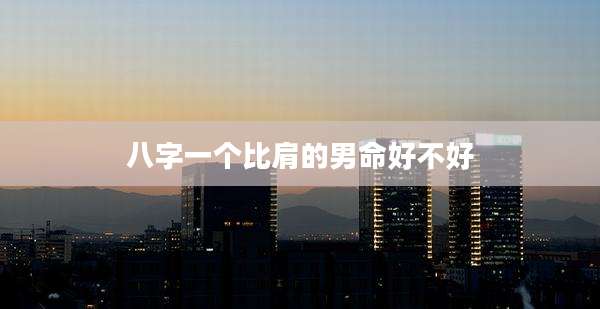 八字一个比肩的男命好不好