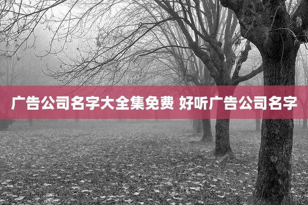 广告公司名字大全集免费 好听广告公司名字