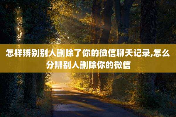 怎样辨别别人删除了你的微信聊天记录,怎么分辨别人删除你的微信