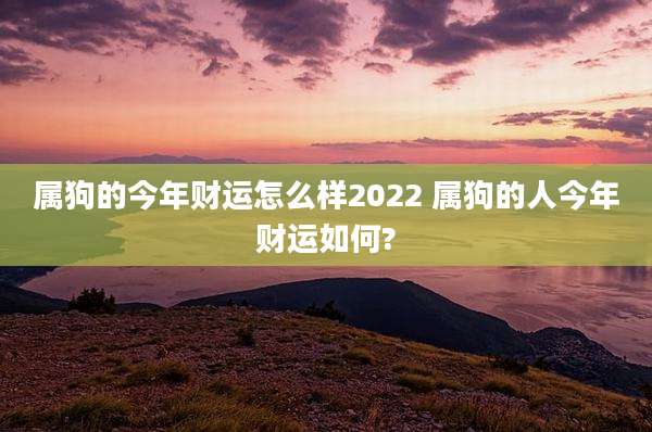 属狗的今年财运怎么样2022 属狗的人今年财运如何?