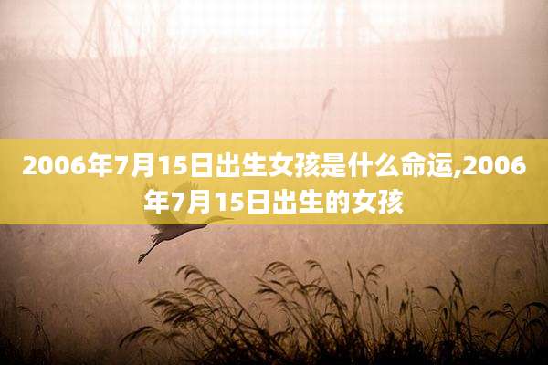 2006年7月15日出生女孩是什么命运,2006年7月15日出生的女孩