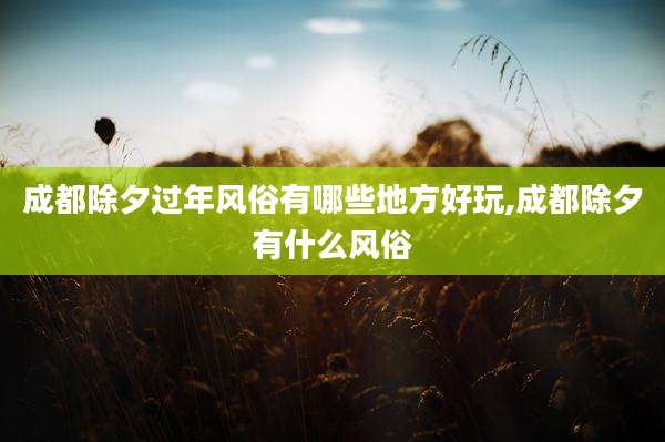 成都除夕过年风俗有哪些地方好玩,成都除夕有什么风俗