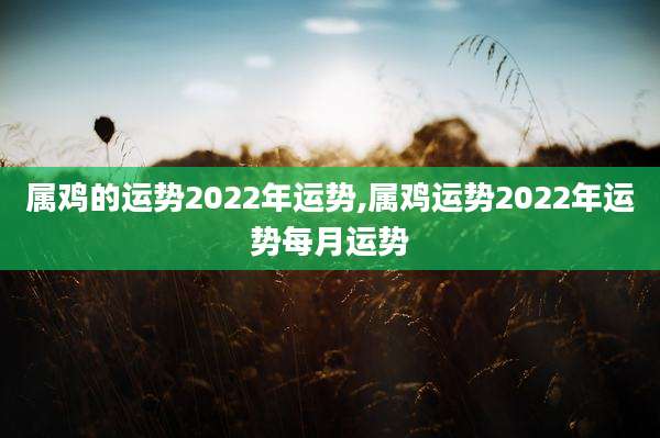 属鸡的运势2022年运势,属鸡运势2022年运势每月运势