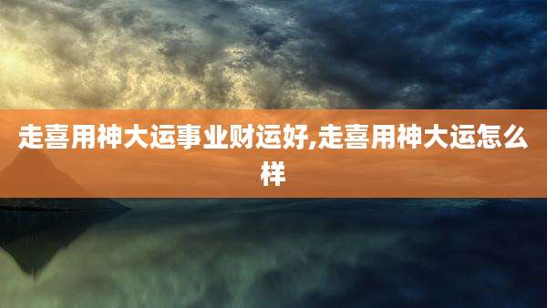 走喜用神大运事业财运好,走喜用神大运怎么样
