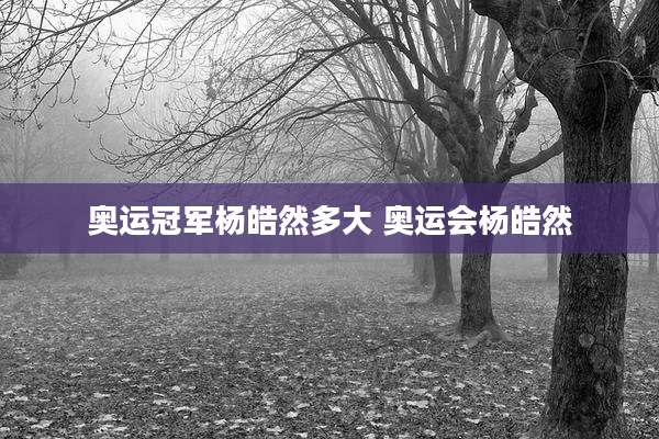 奥运冠军杨皓然多大 奥运会杨皓然