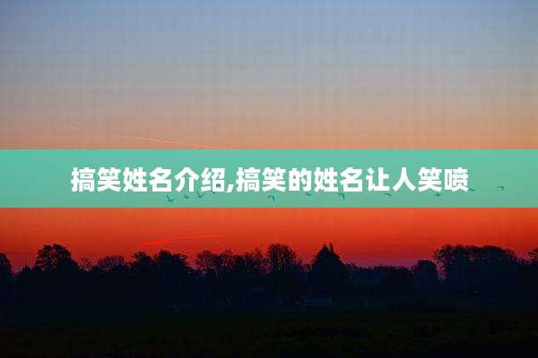 搞笑姓名介绍,搞笑的姓名让人笑喷