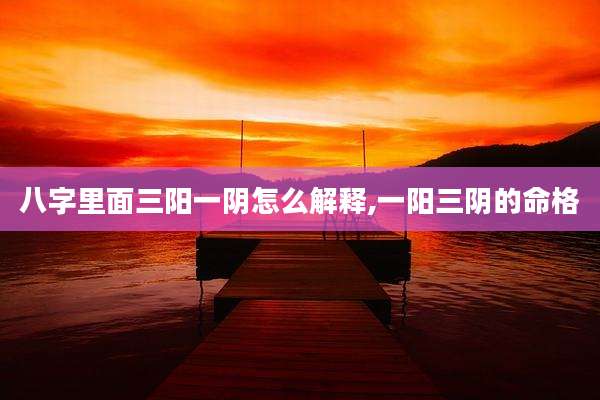 八字里面三阳一阴怎么解释,一阳三阴的命格