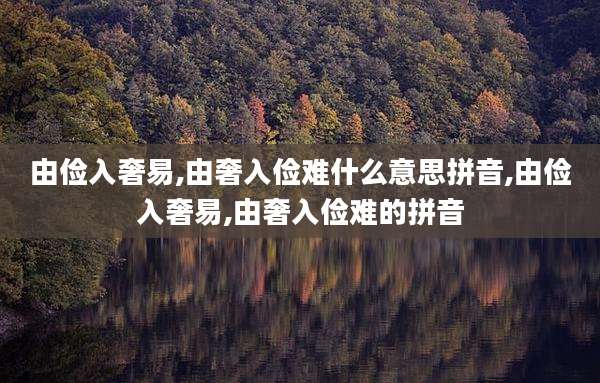 由俭入奢易,由奢入俭难什么意思拼音,由俭入奢易,由奢入俭难的拼音
