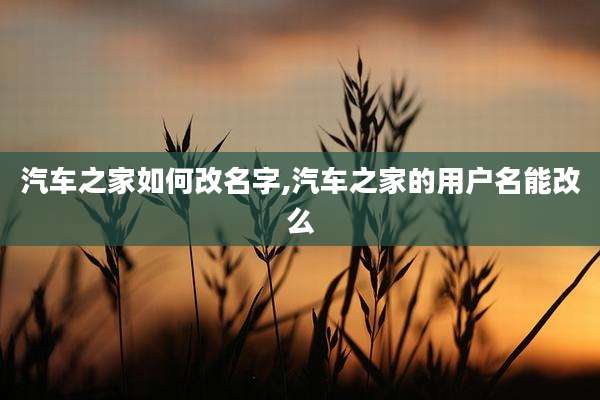 汽车之家如何改名字,汽车之家的用户名能改么