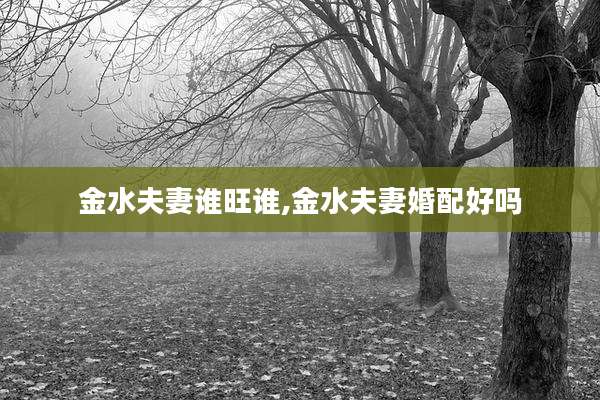 金水夫妻谁旺谁,金水夫妻婚配好吗