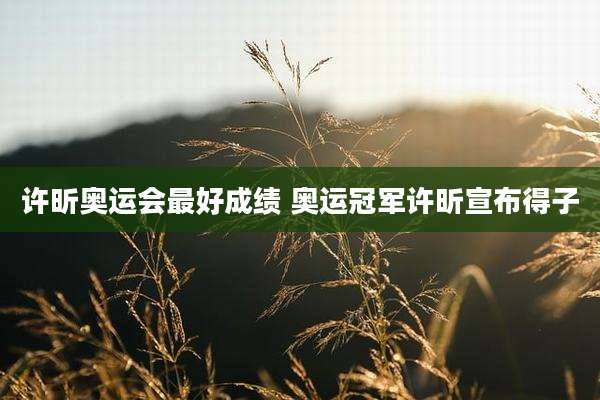 许昕奥运会最好成绩 奥运冠军许昕宣布得子