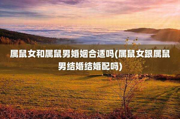 属鼠女和属鼠男婚姻合适吗(属鼠女跟属鼠男结婚结婚配吗)