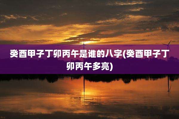 癸酉甲子丁卯丙午是谁的八字(癸酉甲子丁卯丙午多亮)