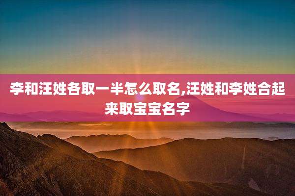 李和汪姓各取一半怎么取名,汪姓和李姓合起来取宝宝名字