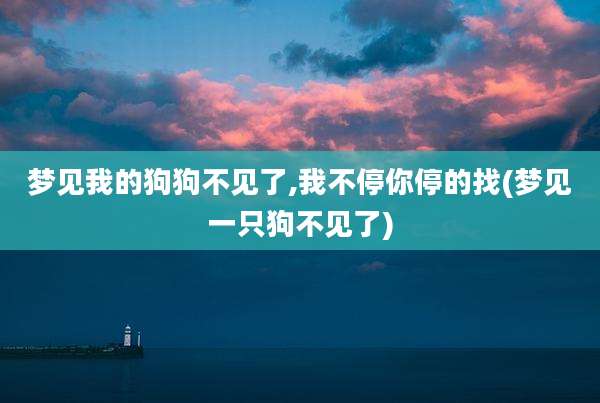 梦见我的狗狗不见了,我不停你停的找(梦见一只狗不见了)