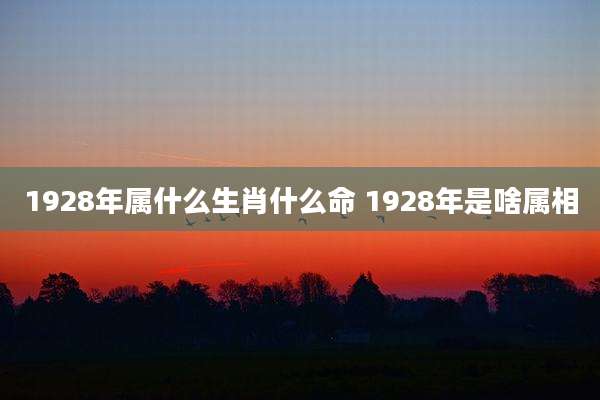 1928年属什么生肖什么命 1928年是啥属相