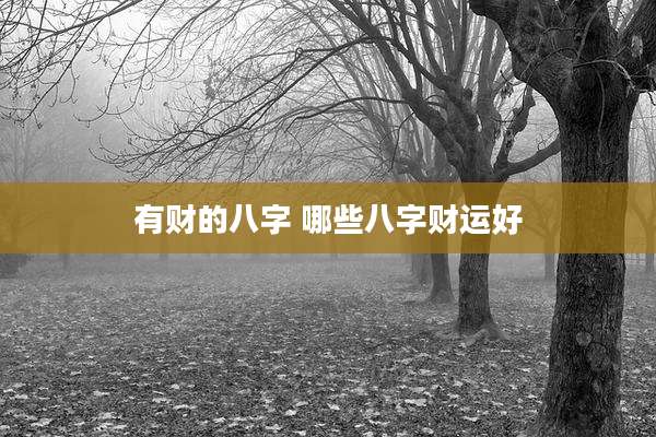 有财的八字 哪些八字财运好