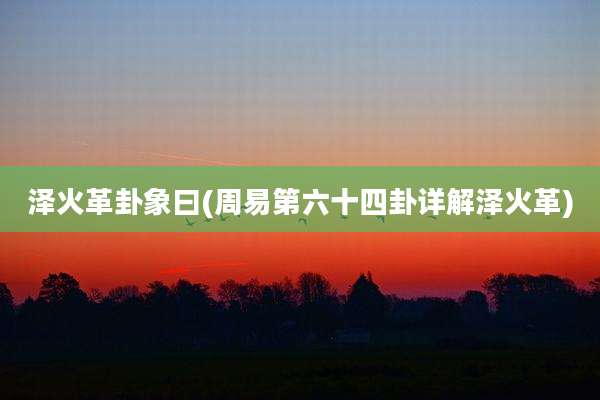泽火革卦象曰(周易第六十四卦详解泽火革)