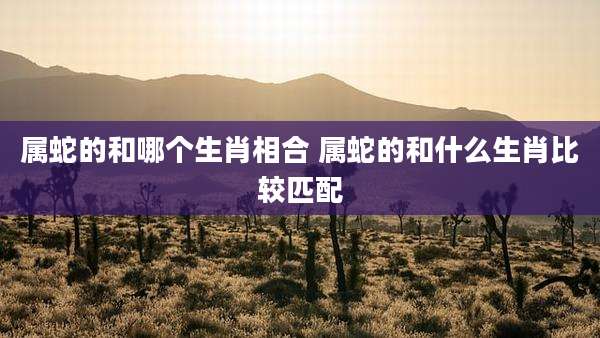属蛇的和哪个生肖相合 属蛇的和什么生肖比较匹配