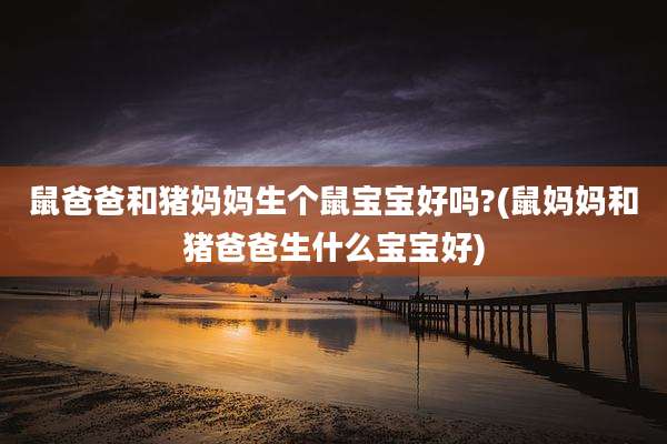 鼠爸爸和猪妈妈生个鼠宝宝好吗?(鼠妈妈和猪爸爸生什么宝宝好)
