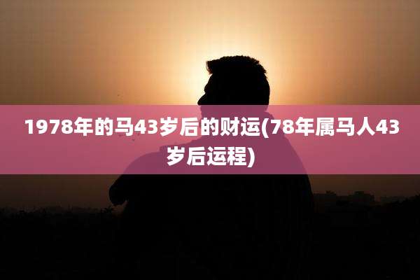 1978年的马43岁后的财运(78年属马人43岁后运程)