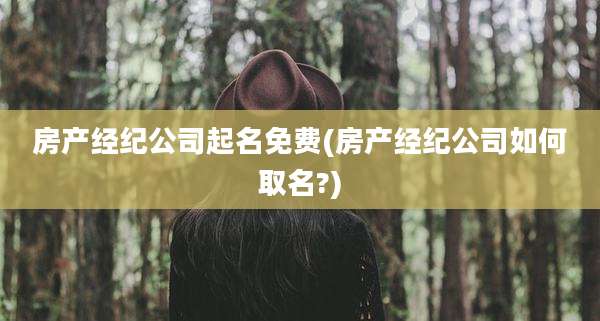 房产经纪公司起名免费(房产经纪公司如何取名?)