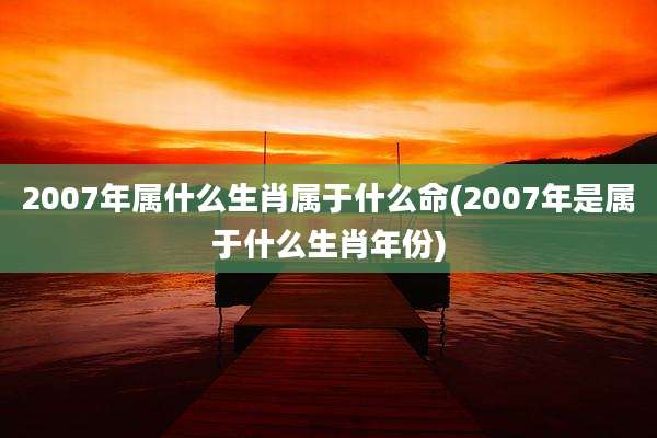 2007年属什么生肖属于什么命(2007年是属于什么生肖年份)