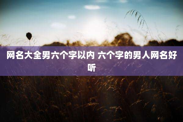 网名大全男六个字以内 六个字的男人网名好听