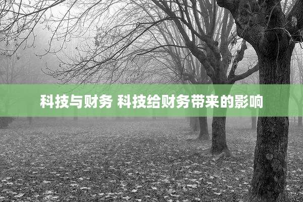 科技与财务 科技给财务带来的影响
