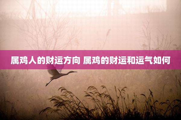 属鸡人的财运方向 属鸡的财运和运气如何