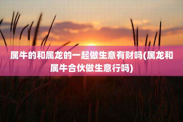 属牛的和属龙的一起做生意有财吗(属龙和属牛合伙做生意行吗)