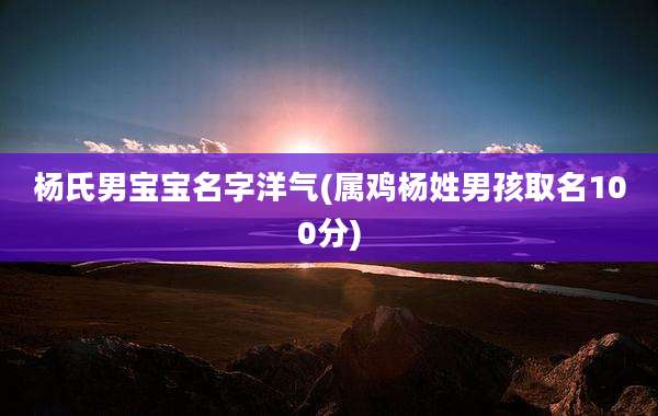 杨氏男宝宝名字洋气(属鸡杨姓男孩取名100分)