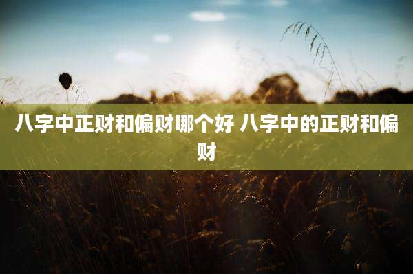 八字中正财和偏财哪个好 八字中的正财和偏财