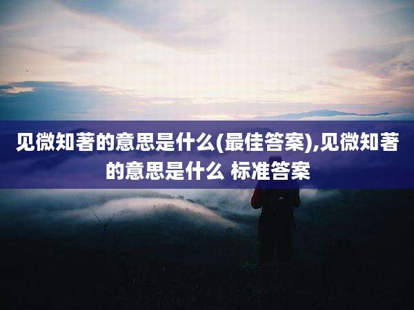 见微知著的意思是什么(最佳答案),见微知著的意思是什么 标准答案